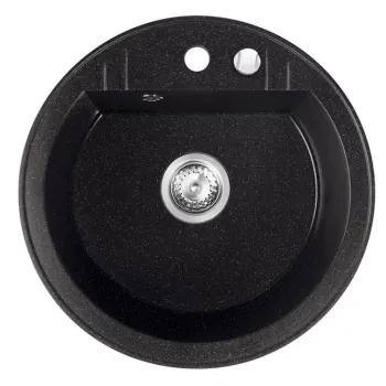 Chiuveta bucatarie compozit rotunda negru lucios Ferro Mezzo imagine