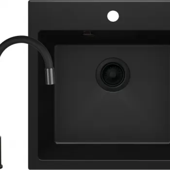 Chiuveta bucatarie compozit si baterie neagra Deante Evora imagine