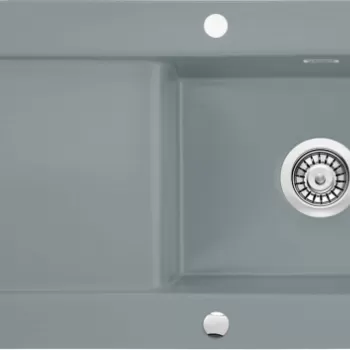 Chiuveta bucatarie cu picurator gri mat Deante Sabor imagine