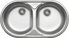 Chiuveta bucatarie doua cuve inox cu picurator crom Deante, Duet imagine