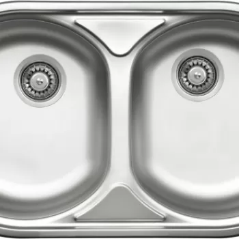 Chiuveta bucatarie doua cuve inox cu picurator crom leinen Deante Duet imagine