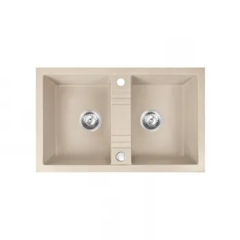 Chiuveta bucatarie dubla compozit bej mat Ferro Mezzo imagine