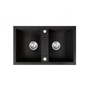 Chiuveta bucatarie dubla compozit negru mat Ferro Mezzo imagine
