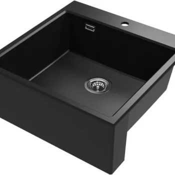 Chiuveta bucatarie farmhouse negru mat, material compozit, Eridan Deante imagine