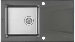 Chiuveta bucatarie hibrida, din inox si compozit cu picurator anthrachite metalic Deante, Prime T113 imagine
