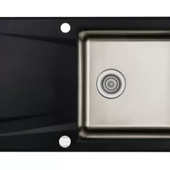 Chiuveta bucatarie hibrida din inox si compozit cu picurator grafit metalic Deante Prime T113 imagine