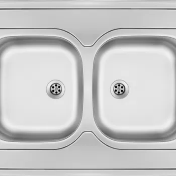 Chiuveta bucatarie inox cu doua cuve crom leinen Deante Tango imagine