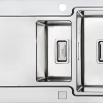 Chiuveta bucatarie inox cu doua cuve si picurator crom Deante Prospero imagine