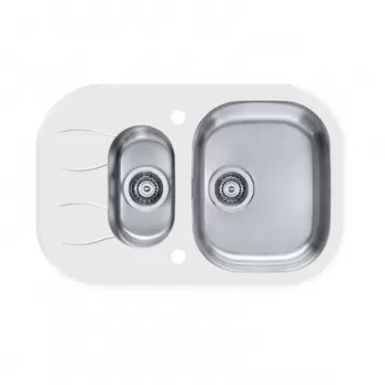 Chiuveta bucatarie inox doua cuve si sticla securizata alba Alveus Wave 30 imagine