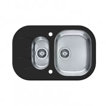 Chiuveta bucatarie inox doua cuve si sticla securizata neagra Alveus Wave 30 imagine