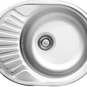 Chiuveta bucatarie inox leinen cu picurator semirotunda, 58x45 cm, Deante Twist imagine