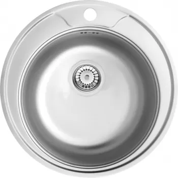 Chiuveta bucatarie inox rotunda cu orificiu pentru baterie crom leinen Deante Twist imagine
