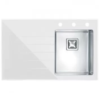 Chiuveta bucatarie inox si sticla alba, cuva stanga, Alveus Crystalix 10 imagine