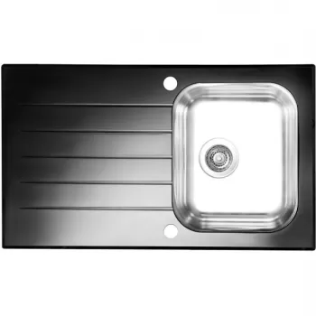 Chiuveta bucatarie inox si sticla neagra Alveus Glassix 10 imagine