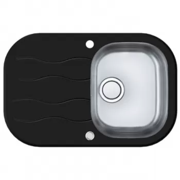 Chiuveta bucatarie inox si sticla securizata neagra Alveus Wave 20 imagine