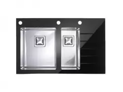 Chiuveta bucatarie neagra sticla si inox, Alveus Crystalix 20 imagine