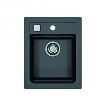 Chiuveta bucatarie negru mat, material compozit cu sifon pop-up inclus, Alveus Atrox 10 imagine