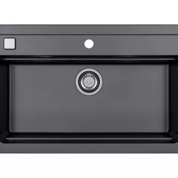 Chiuveta bucatarie negru mat, material compozit cu sifon pop-up inclus, Alveus Atrox 40 imagine