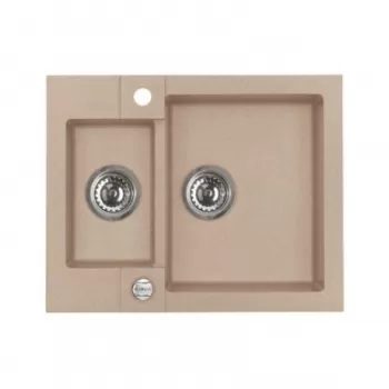 Chiuveta de bucatarie incastrabila bej melange cu doua cuve Alveus rock 80 imagine