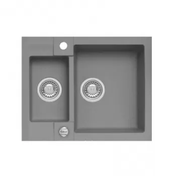 Chiuveta de bucatarie incastrabila gri mat cu doua cuve Alveus rock 80 imagine