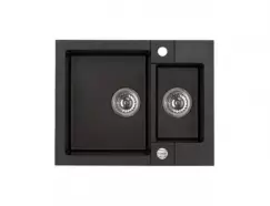 Chiuveta de bucatarie incastrabila negru carbon cu doua cuve, Alveus rock 80 imagine