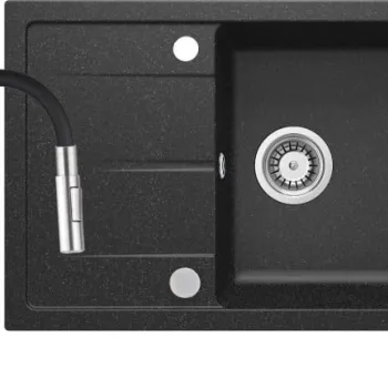 Chiuveta din granit cu baterie, 67x44x16.4 cm, grafit, Deante Leda imagine