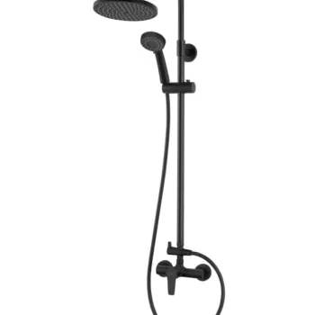 Coloana de dus cu baterie si para de dus monocomanda, negru mat, Ritto Black imagine