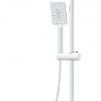 Coloana de dus  cu palarie, para de dus si baterie cu termostat, alb, Deante Therm imagine