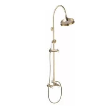 Coloana de dus FDesign Lacrima, baterie dubla comanda, bronz periat imagine