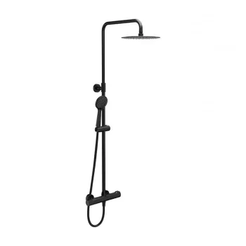 Coloana dus cu baterie termostatata neagra 25 cm, otel inoxidabil si dus de mana Cersanit City imagine