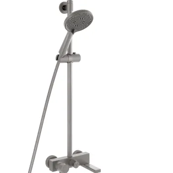Coloana dus Zaffiro, cu baterie cada dus, bara dus reglabila, cap de dus fix, para si furtun de dus, gun metal imagine