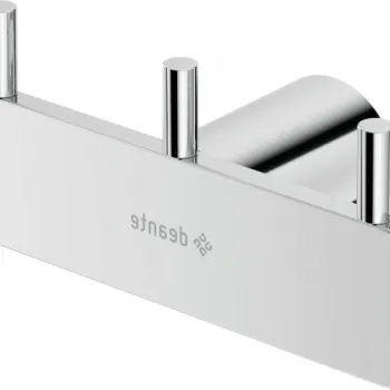 Cuier de baie crom, cu 3 agatatori, fixari ascunse, Deante Round imagine