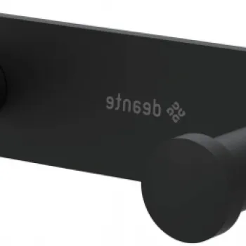 Cuier de baie negru mat, cu 2 agatatori, fixari ascunse, Deante Jasmin imagine