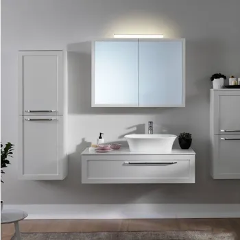 Dulap baie alb suspendat 132 cm cu 2 usi KolpaSan Blanche imagine