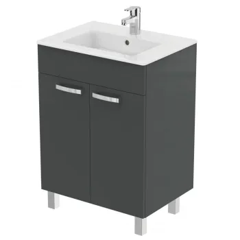 Dulap baie cu picioare Ideal Standard Tempo pentru lavoar, 60 cm, gri lucios imagine