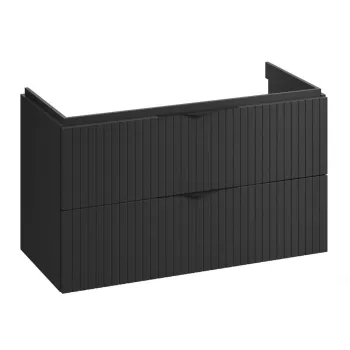 Dulap baie cu riflaje 3D negru mat suspendat 100 cm pentru lavoar, Cersanit Tirso imagine
