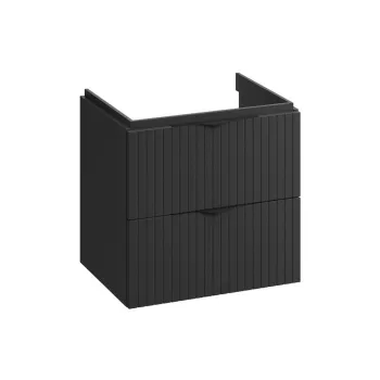 Dulap baie cu riflaje 3D negru mat suspendat 60 pentru lavoar, Cersanit Tirso imagine