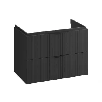Dulap baie cu riflaje 3D negru mat suspendat 80 cm pentru lavoar, Cersanit Tirso imagine