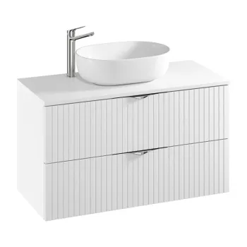 Dulap baie suspendat 100 cm pentru lavoar, alb mat, Cersanit Tirso imagine