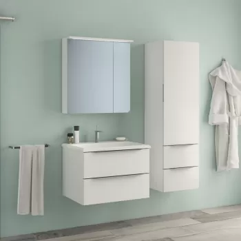 Dulap baie suspendat 45 cm, cu 2 sertare si o usa, alb mat, Kolpasan Tara imagine