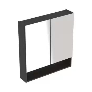 Dulap baie suspendat 60 cm cu oglinda si 2 usi gri inchis mat Geberit Selnova Square imagine