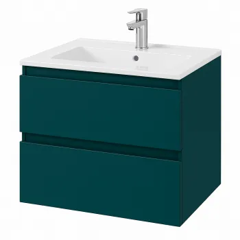 Dulap baie suspendat 60 cm, verde inchis mat, pentru lavoar, Defra Como imagine