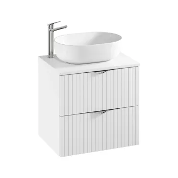 Dulap baie suspendat 60 pentru lavoar, alb mat, MDF, Cersanit Tirso - Resigilat imagine