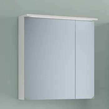Dulap baie suspendat 70 cm cu oglinda si 2 usi, iluminare LED, alb mat, KolpaSan Tara imagine