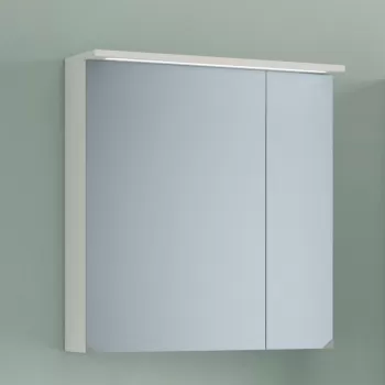 Dulap baie suspendat 70 cm cu oglinda si 2 usi, iluminare LED, alb mat, KolpaSan Tara imagine