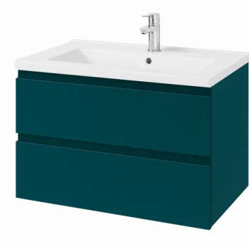 Dulap baie suspendat 80 cm, verde inchis mat, pentru lavoar, Defra Como imagine