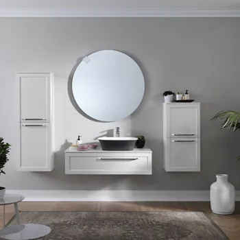 Dulap baie suspendat alb mat 92 cm cu 2 usi KolpaSan Blanche imagine