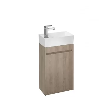 Dulap baie suspendat Cersanit Crea pentru lavoar, 40 cm, stejar, montat imagine