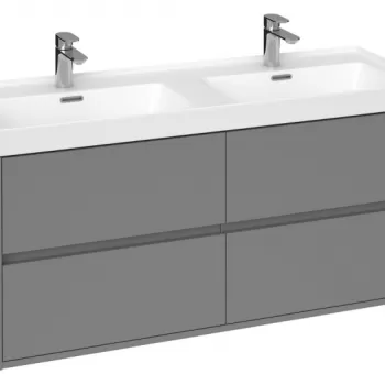 Dulap baie suspendat Cersanit Crea pentru lavoar incastrabil, 120 cm, gri, montat imagine