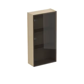 Dulap baie suspendat Cersanit Inverto, o usa sticla fumurie, 40 cm, stejar, montat imagine